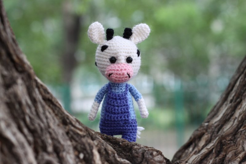 Crochet cow Stuffed toy, Crochet bull, cow toy, knitted bull, Cute plush cow - 寶寶/兒童玩具/玩偶 - 羊毛 