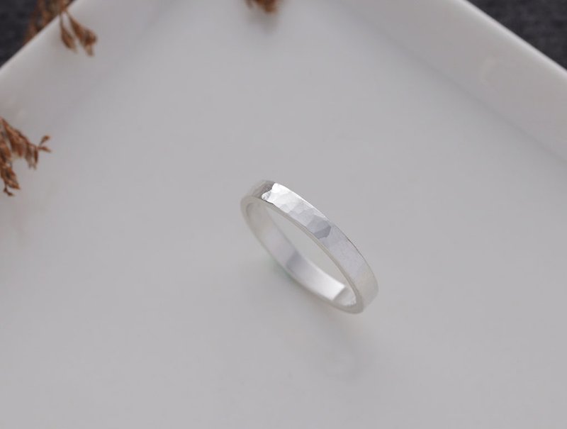 ni.kou sterling silver water ripple single ring men's and women's tail ring (wide version) - General Rings - Other Metals 