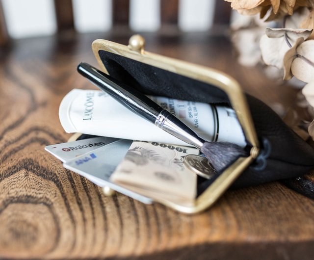 大人の鹿革がま口財布 / 黒 - ショップ Leather Brand +K 財布 - Pinkoi