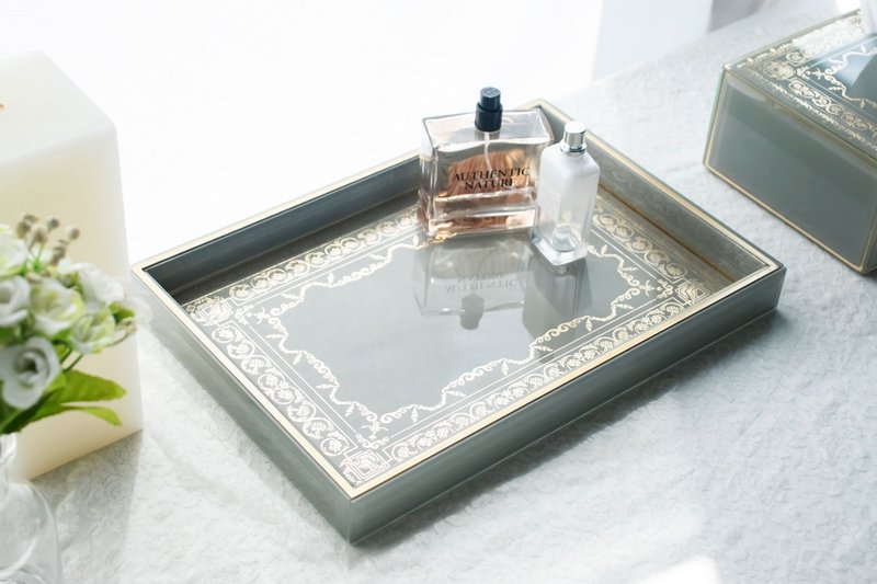 【Sky Garden Glass】Tea tray│storage tray│tray│dessert tray│ - Storage - Glass Gold