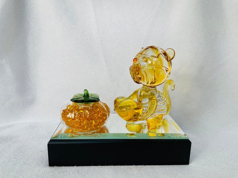 水晶玻璃 招財 虎年 元寶 生肖 虎你賺大錢 - 擺飾/家飾品 - 玻璃 黃色