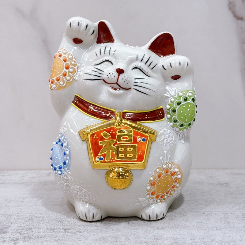 九谷焼招き猫 | 九谷焼絵馬 - 置物 - 磁器 ホワイト