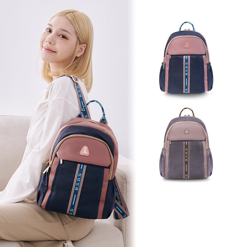 [Fashionable Ribbon] Very good - Ribbon spliced ​​multi-layer backpack - two colors in total - Backpacks - Nylon Multicolor