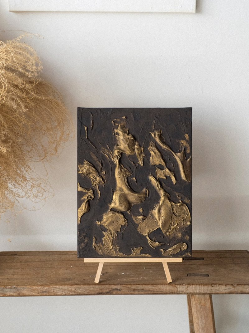 Minimalist plaster painting [brown] medium / only one piece - Picture Frames - Cement Black