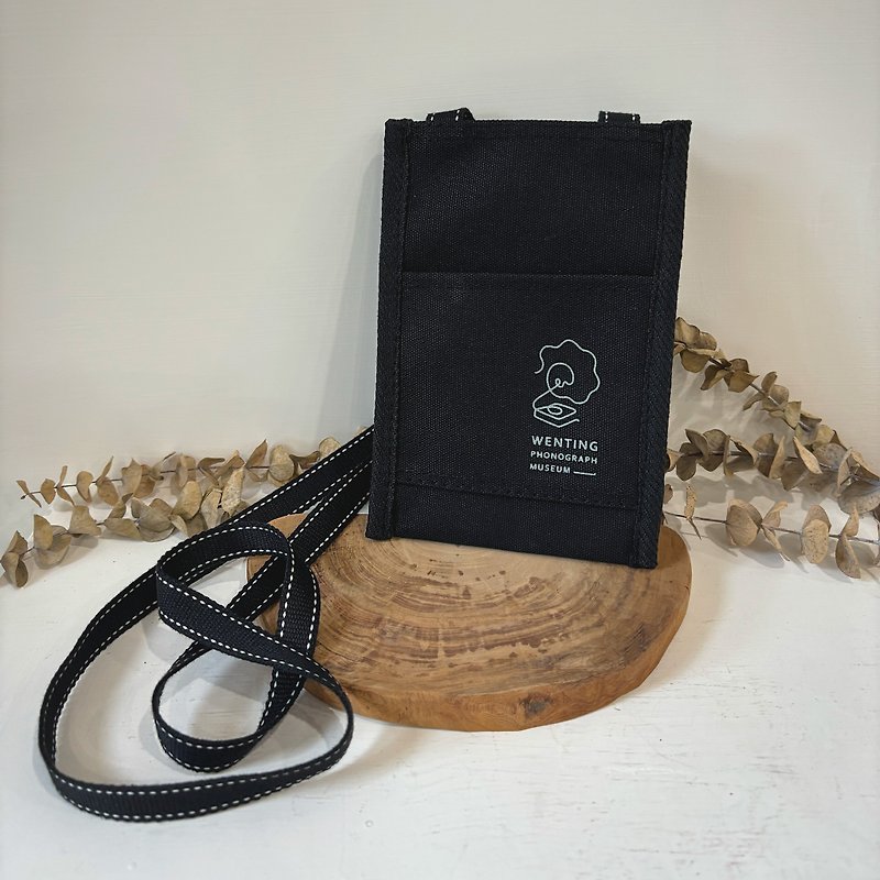 Canvas mobile phone bag | Voice lines - Messenger Bags & Sling Bags - Cotton & Hemp Black