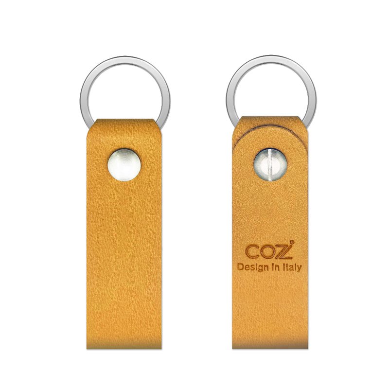 COZI - Italian vegetable tanned leather key ring key ring keychain - Keychains - Genuine Leather Black