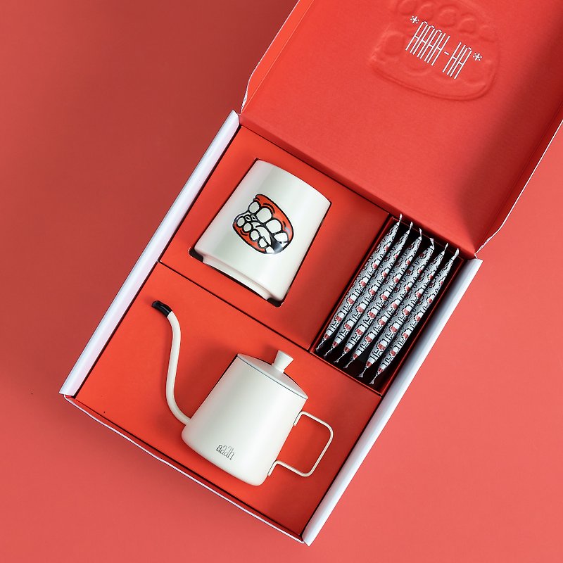 [aaah coffee] big gift box - 1 cup 1 pot 1 coffee - กาแฟ - อาหารสด ขาว