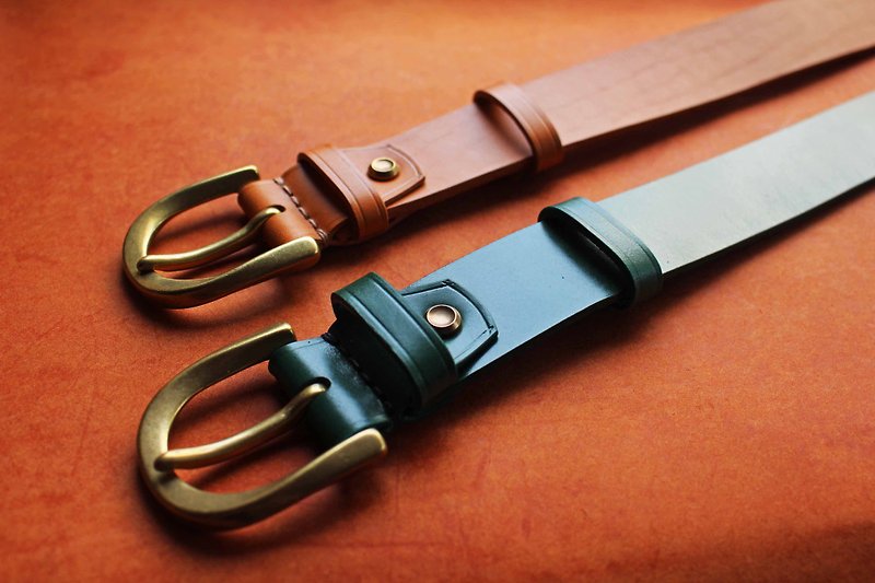 [VULCAN Belt 35mm vintage retro belt] British Majiang leather Italian vegetable tanned leather - Belts - Genuine Leather Brown