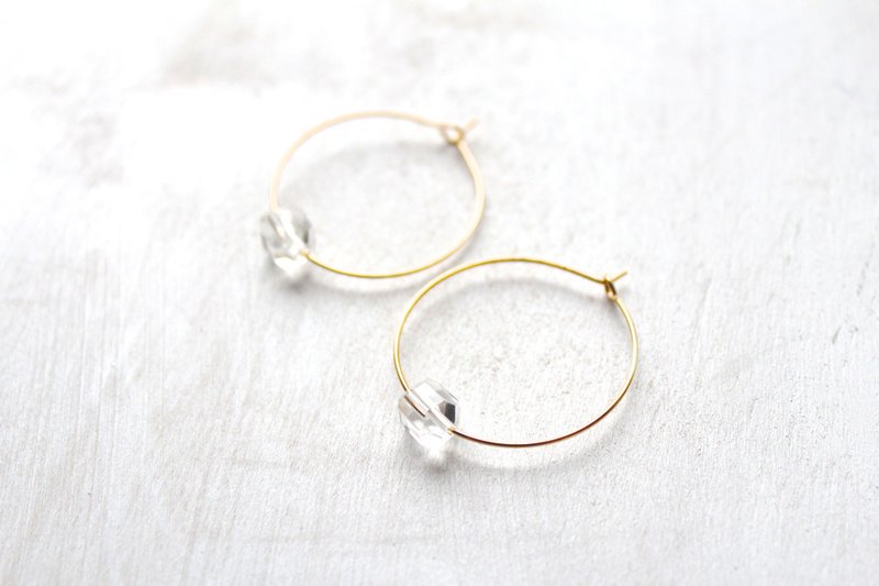 【APRIL 4-birthstone-White topaz】Feast series simple earring - Earrings & Clip-ons - Gemstone White