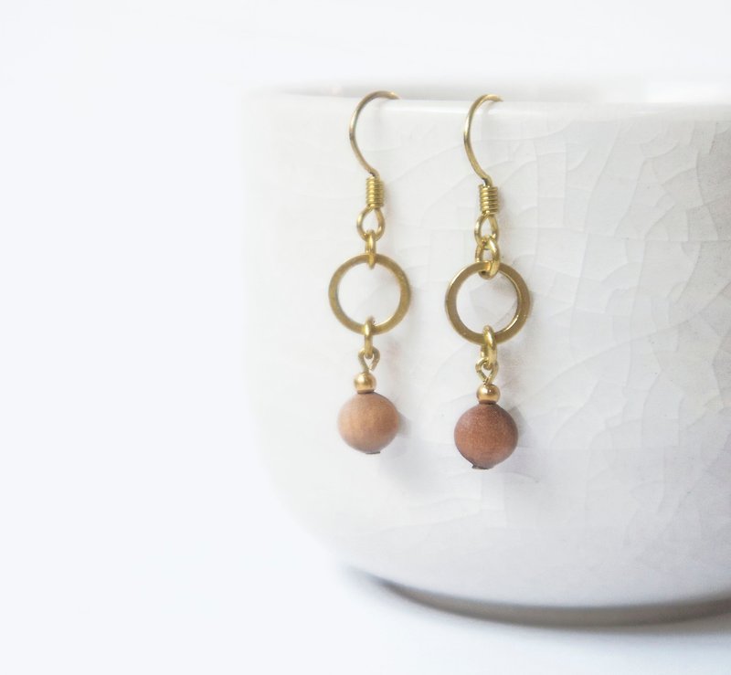 Find it / chestnut - ebony Bronze earrings - ต่างหู - ทองแดงทองเหลือง สีกากี