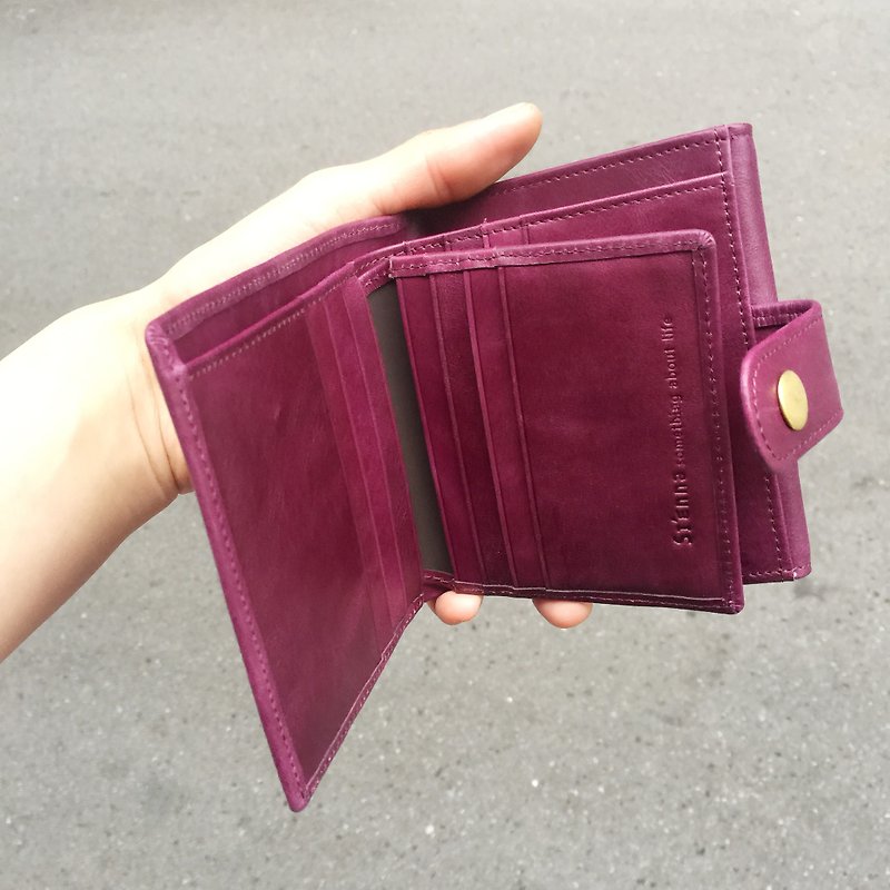 Sienna真皮大容量短皮夾 - 長短皮夾/錢包 - 真皮 紫色
