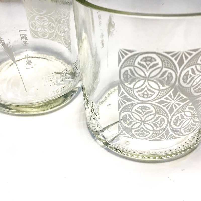 隆冬小麥 金門高粱酒瓶花磚玻璃杯 - 茶壺/茶杯/茶具 - 玻璃 銀色