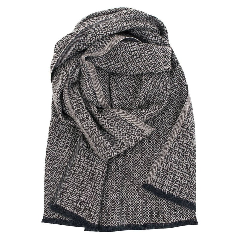 KOLI メリノウールストール (ライトブラウン＆ブラック) - マフラー・ストール - ウール ブラック