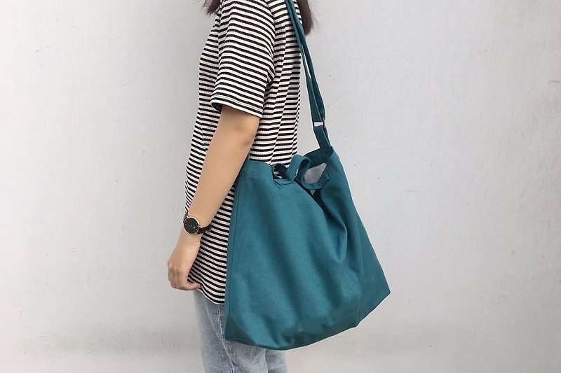 2 way canvas tote bag-Green No.3 - Messenger Bags & Sling Bags - Cotton & Hemp 
