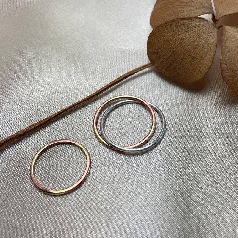 [Colorful Ring] Bronze, Bronze, Sterling Silver Wire Ring - แหวนทั่วไป - โลหะ หลากหลายสี