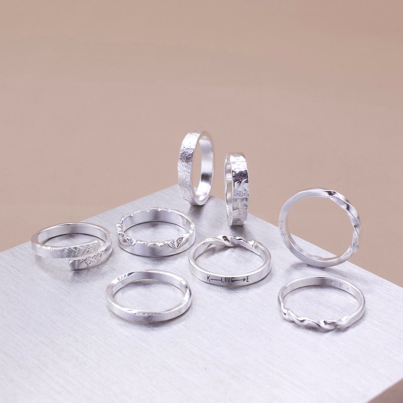 New Taipei Metalworking Couple Plan Forging and Knocking Metalworking Ring Experience Pure Silver Ring Pair Ring Cultural Coin - Metalsmithing/Accessories - Sterling Silver 