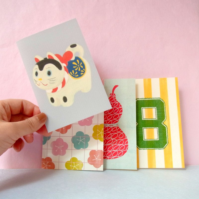 Set of four bifold cards, for celebration! - Pop Japanese 4patterns - Cards & Postcards - Paper 