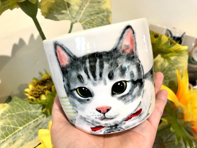 Hand-painted glaze under painted three-dimensional cat tail mug No. 4 400c.c - แก้วมัค/แก้วกาแฟ - เครื่องลายคราม หลากหลายสี