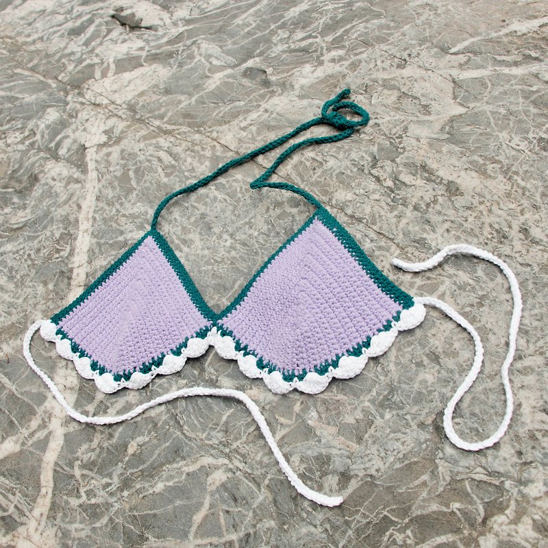 Grandma's Quilt - Handmade Bikini - Upper Body - เสื้อกั๊กผู้หญิง - ผ้าฝ้าย/ผ้าลินิน สีม่วง