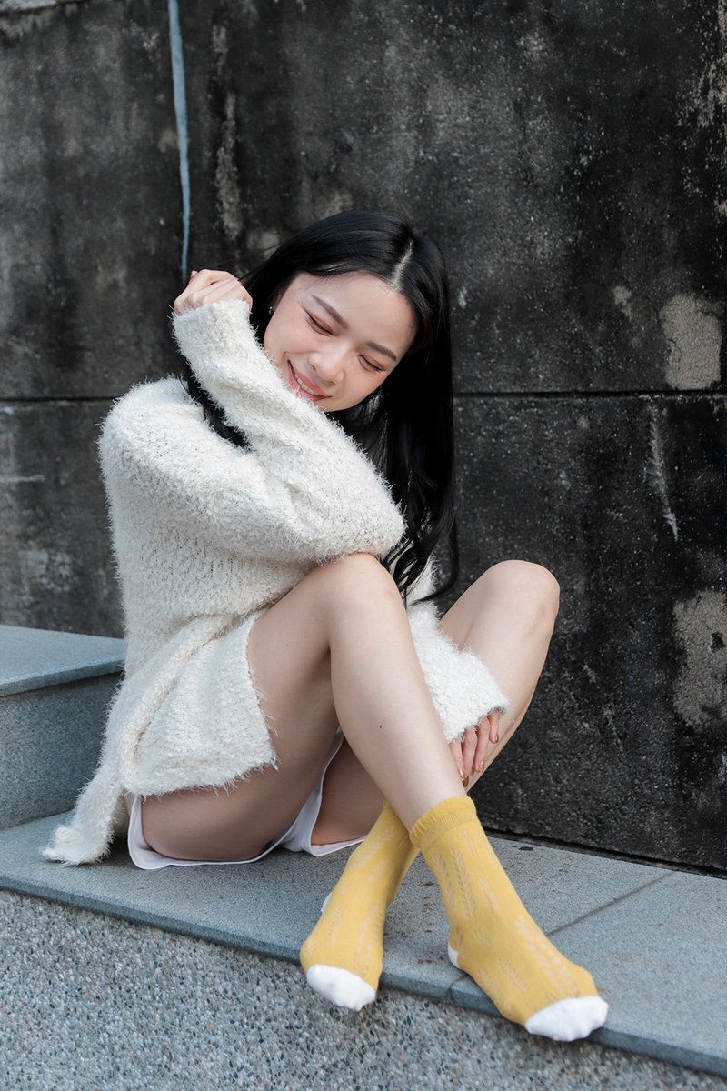 Unni秘密花園推推襪-棉襪 中筒襪 襪子 鞋履襪品 sock 女襪 靴下 - 襪子 - 棉．麻 橘色