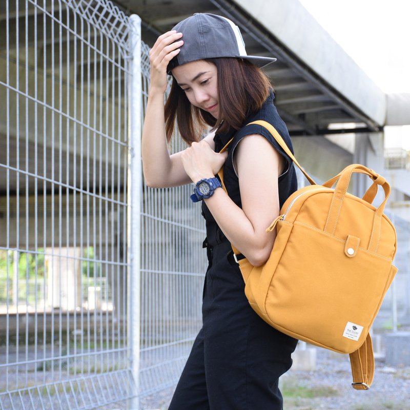 your backpack - mustard - 後背包/背包/書包 - 棉．麻 黃色