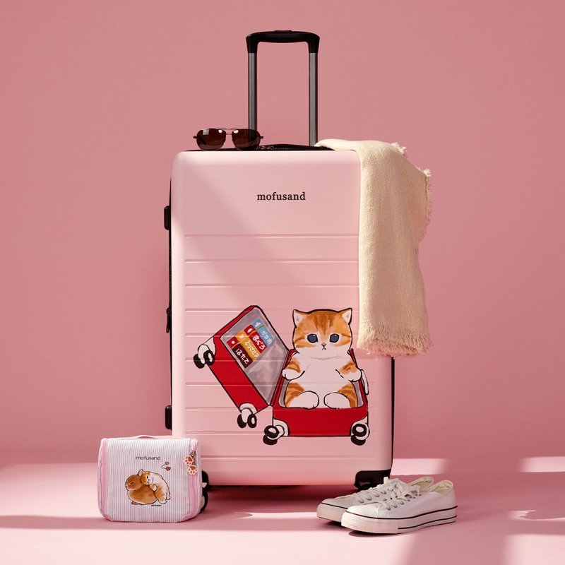 [Mofusand Cat Fusandi] 28-inch zippered expandable suitcase suitcase-Pink - Luggage & Luggage Covers - Plastic Pink