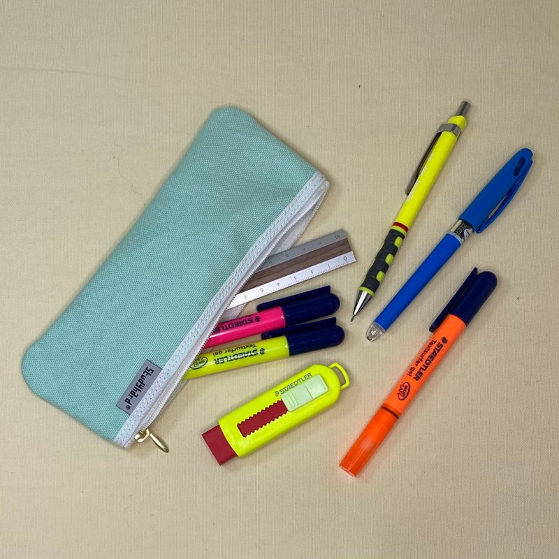 Pencil case without gusset - กล่องดินสอ/ถุงดินสอ - ผ้าฝ้าย/ผ้าลินิน สีเขียว