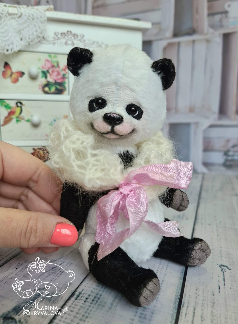熊猫熊。 泰迪熊 手工玩具。 毛绒熊礼物。 - 公仔/玩偶 - 其他材質 白色