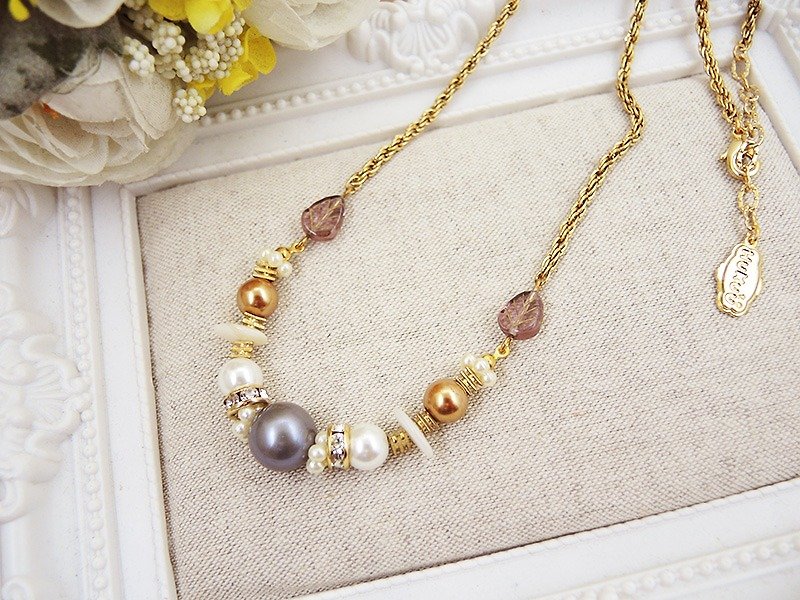 § HUKUROU§ retro jewelry box short necklace (purple) - Necklaces - Other Metals 