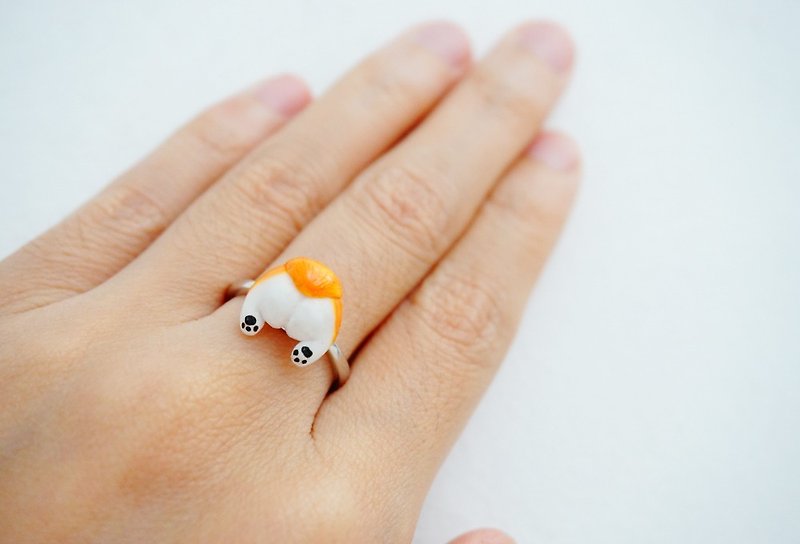 MoonMade handmade original cocaine dog dog fart ring 925 sterling silver adjustable ring birthday gift - General Rings - Clay Orange