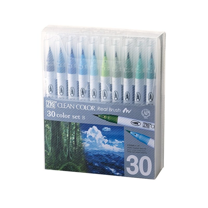 [Kuretake Japanese Kuretake] Kuretake painted brushes 30 colors/box blue and green - อุปกรณ์เขียนอื่นๆ - วัสดุอื่นๆ หลากหลายสี