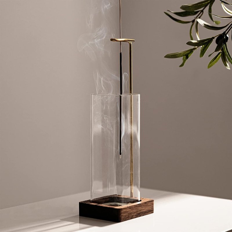 Incense Stick Stand with Removable Glass Ash Catcher Makes Cleaning Effortless - Items for Display - Glass 