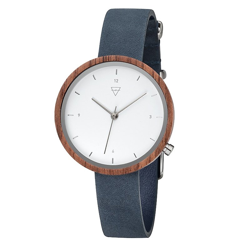 KERBHOLZ-Log Watch-HILDE-Walnut-Slate Blue (Female)(36mm) - Women's Watches - Wood Brown