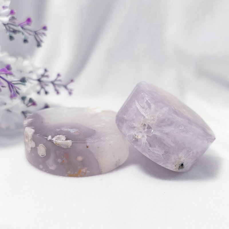 櫻花瑪瑙共生水晶 鐲心 紙鎮 文鎮 無飾牌 收藏 擺件 單品 禮物 - 擺飾/家飾品 - 寶石 紫色
