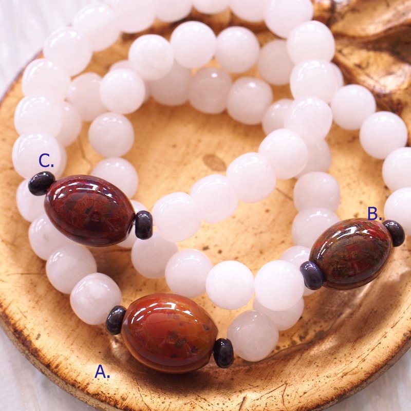 和田玉 戰國瑪瑙 舒俱來手串 Nephrite Red agate Sugilite - 手鍊/手環 - 玉石 白色