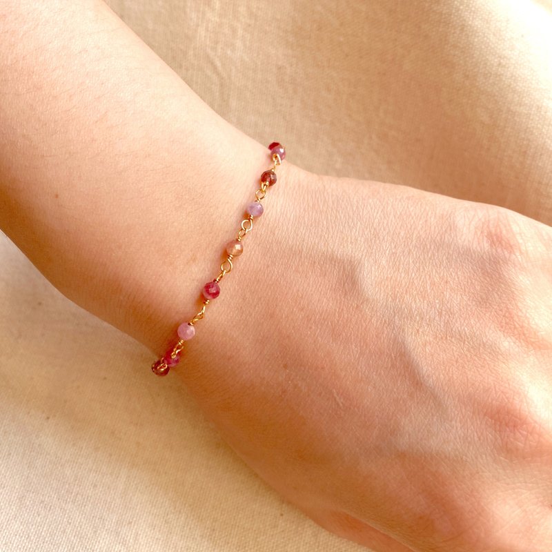 ITS-B111 [14KGF Bracelet·Pink Tourmaline] Extremely Beautiful Bracelet and Gemstone Bracelet - Bracelets - Gemstone Pink