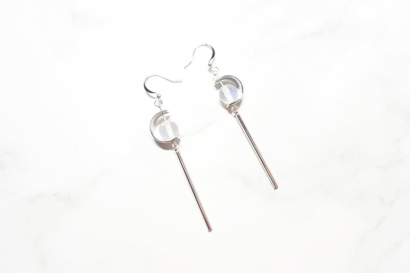 【In name only】Natural stone hanging earrings - ต่างหู - โลหะ สีใส