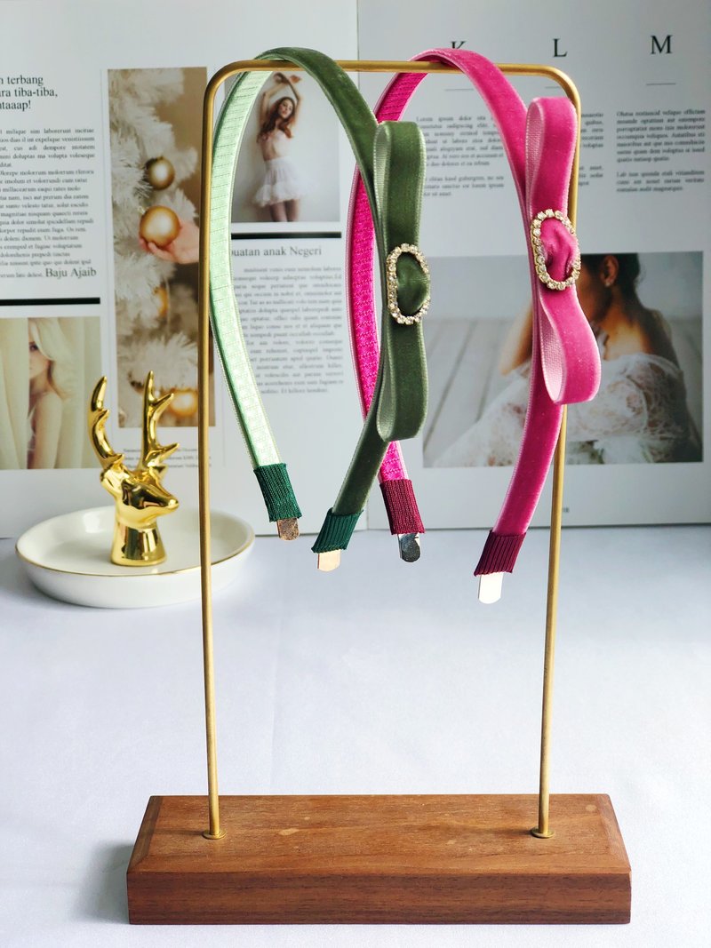 Original Velvet Slim Peach Light Green Headband - Headbands - Other Materials Multicolor