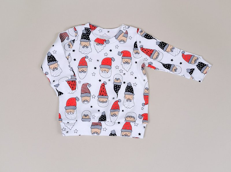 Merry Christmas Santa baby sweatshirt, baby boy sweatshirt, baby girl sweatshirt - เสื้อยืด - ผ้าฝ้าย/ผ้าลินิน หลากหลายสี