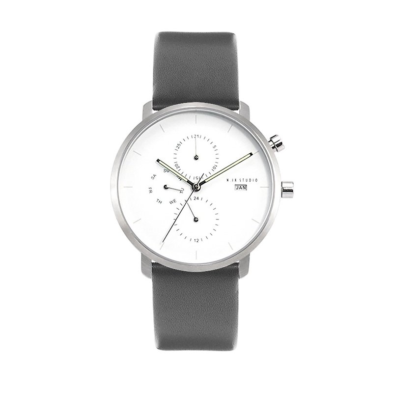 นาฬิกาข้อมือ Minimal Style : MONOCHROME CLASSIC - PEARL/LEATHER (Gray) - นาฬิกาผู้หญิง - หนังแท้ สีเทา