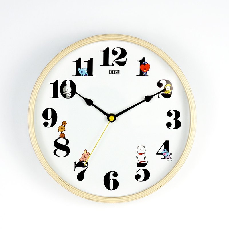 Officially authorized l BT21 yoga time solid wood silent clock wall clock - Clocks - Wood Khaki