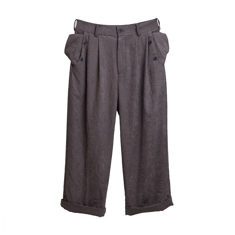 Wide Straight Pants - Men's Pants - Polyester Gray