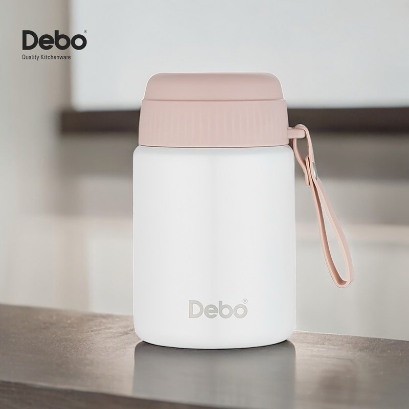 Debo portable vacuum insulated stew pot 600ml pink white 304 Stainless Steel - กระบอกน้ำร้อน - สแตนเลส สึชมพู