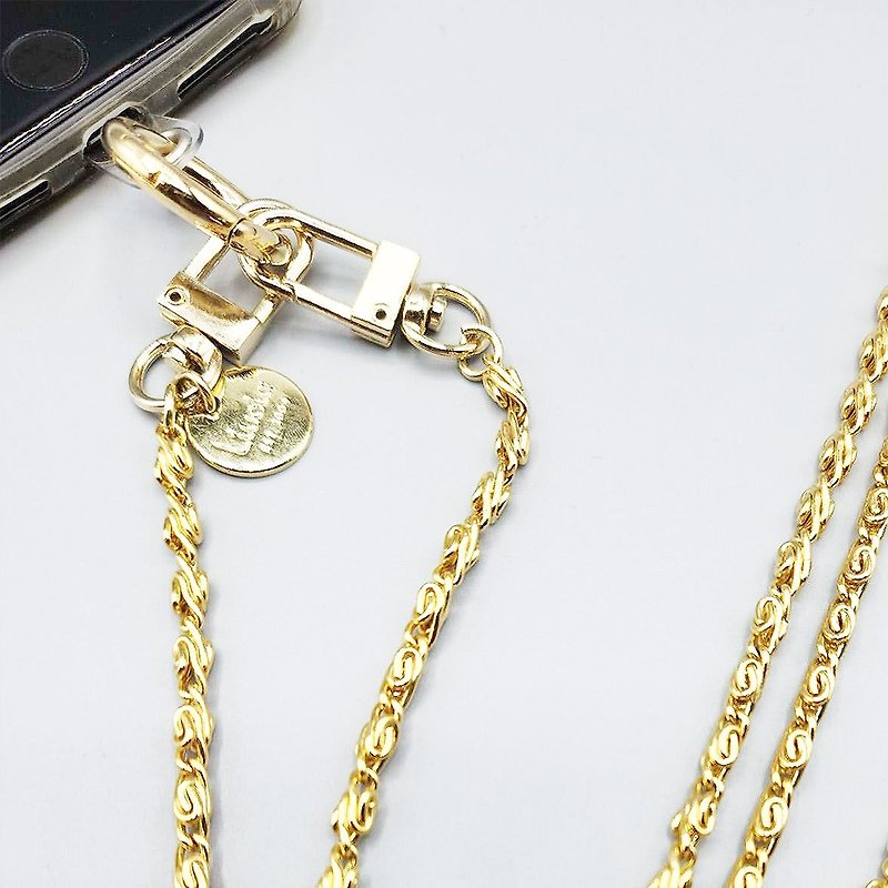 Gold-Plated Mobile Cross Body Chain Strap - Lanyards & Straps - Other Metals Gold