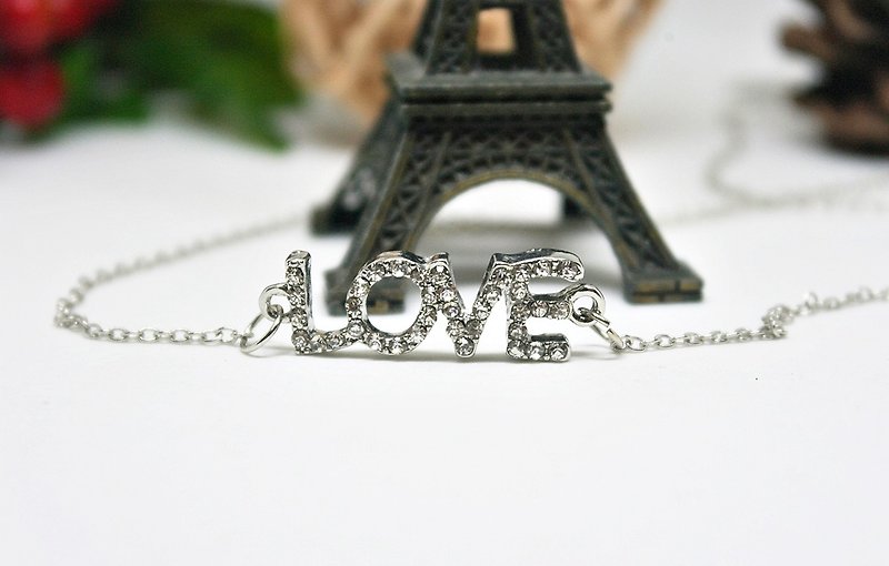 Alloy X Rhinestone Necklace ＊LOVE (Silver Edition) ＊➪Limited X1 - Necklaces - Other Metals Gray