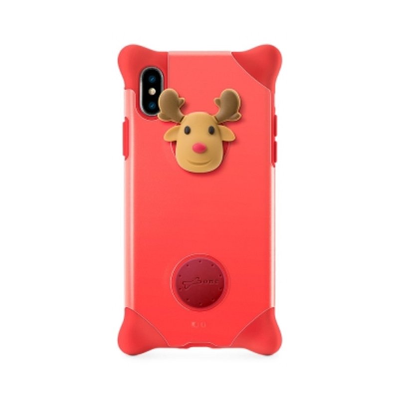 Bone / iPhone X 泡泡保護套 手機殼 - 麋鹿 - 手機殼/手機套 - 矽膠 紅色