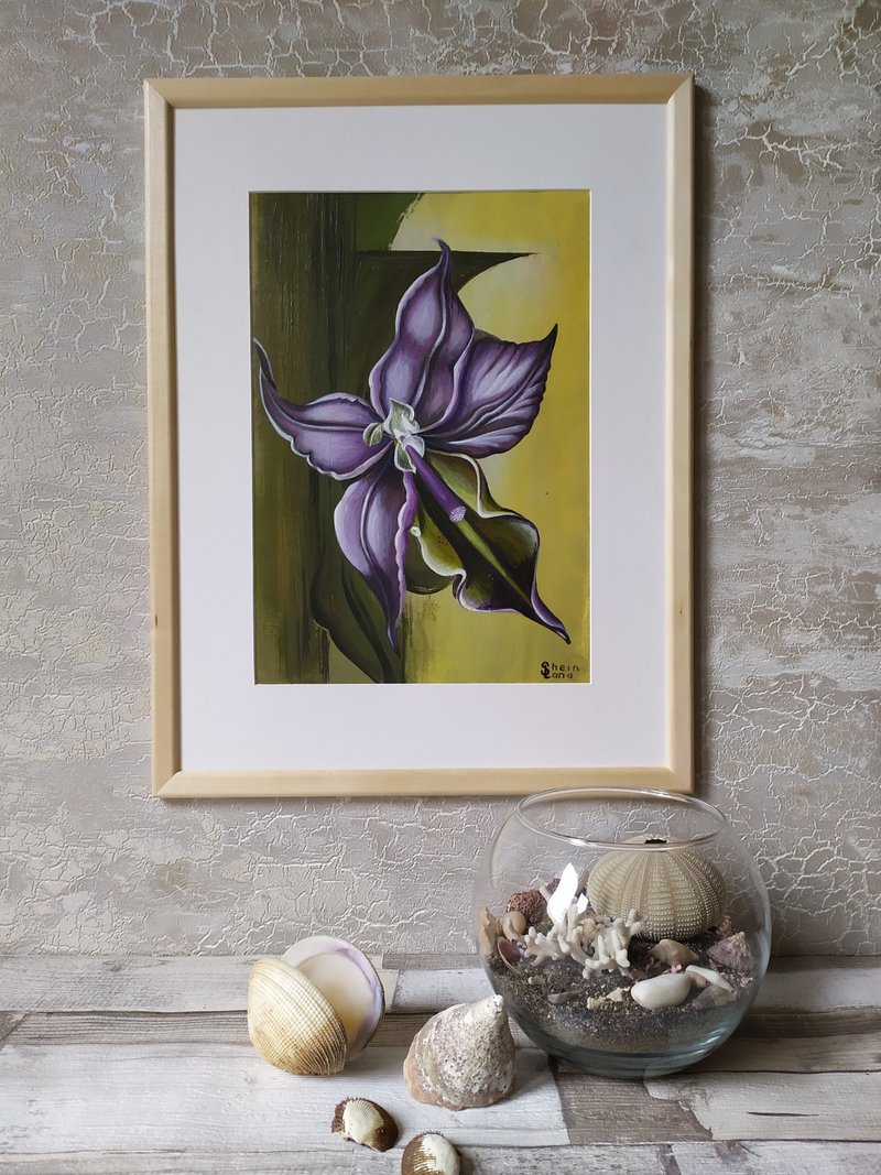 Author's painting - Orchid flower. Inspiration from nature. Artist's shop. - Posters - Eco-Friendly Materials Multicolor