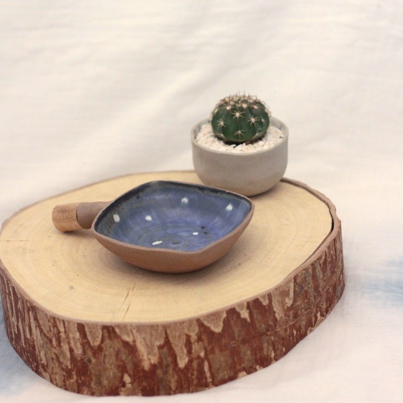 3.2.6. studio: Handmade ceramic tree bowl with wooden handle. - Pottery & Ceramics - Paper Blue