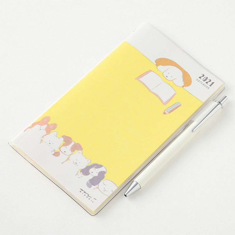 MIDORI Pocket Diary 2021手帳長形(月間)小狗 - 筆記本/手帳 - 紙 多色