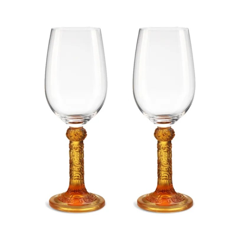 LIULI LIVING Flower Moon Pair of Red and White Wine Glasses (Pair of Glasses) - แก้วไวน์ - กระจกลาย ขาว